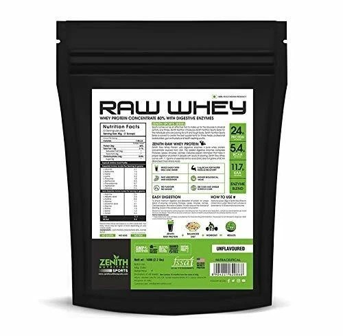 Zenith Nutrition Raw Whey Protein 80% With Digestive Enzymes Unflavored 1 Kg