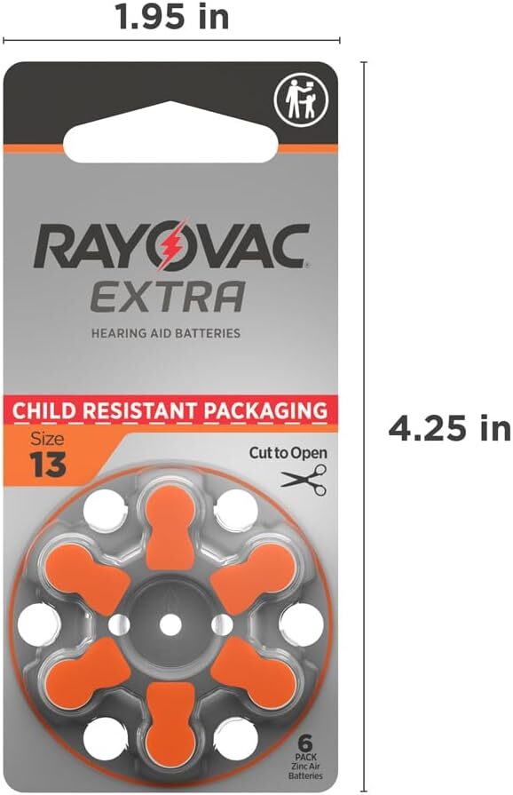 60 Rayovac Extra Advanced Size 13 Hearing Aid Batteries 1.45V Zinc Air Exp 2028
