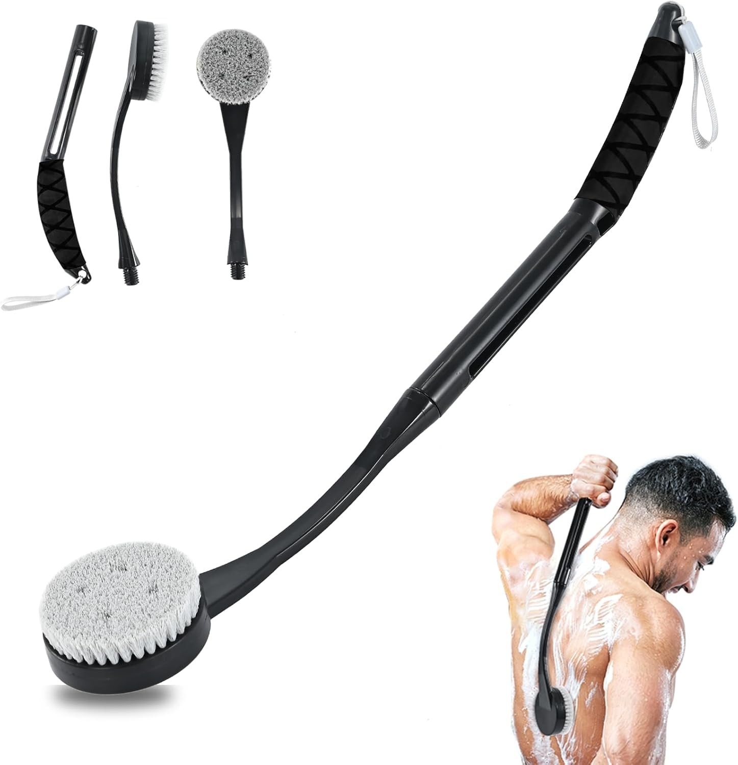 Gobiteli Back Scrubber for Shower 20.5″ Long Handle Body Brush Deep Clean