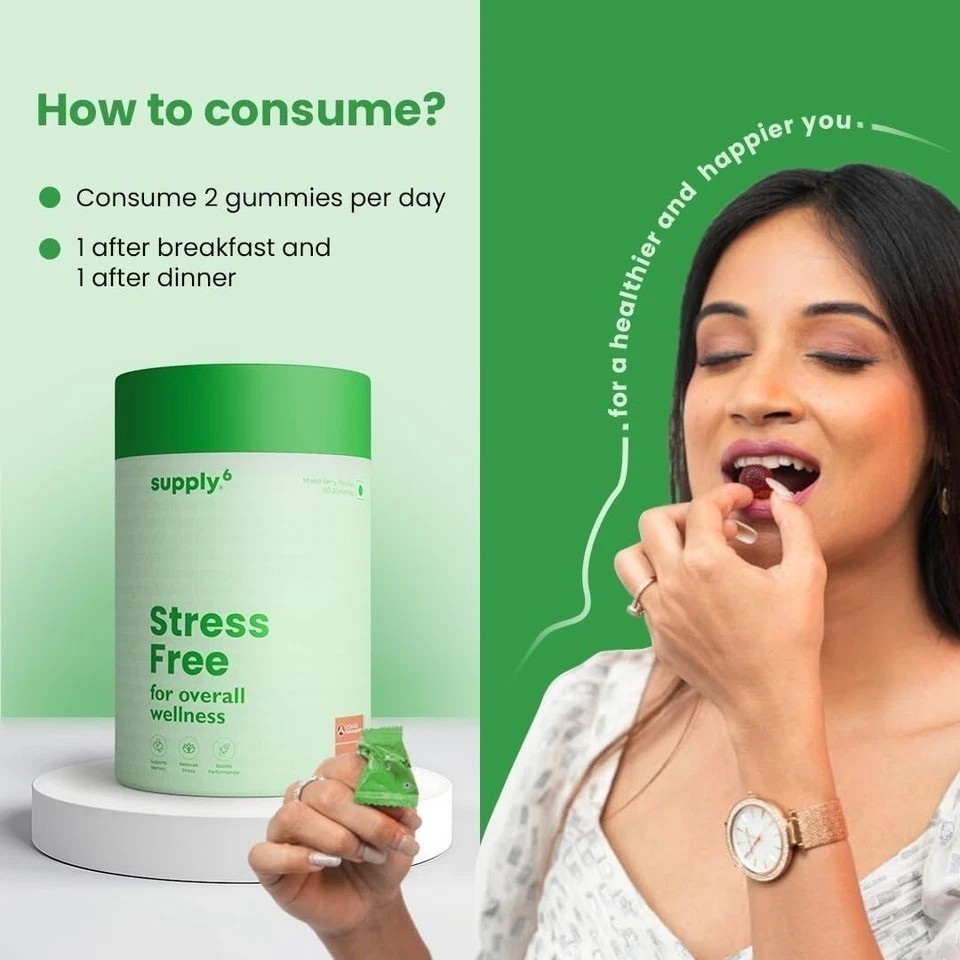 SUPPLY6 Stress Free Gummies with world’s strongest KSM-66 Ashwagandha 60 Gummies