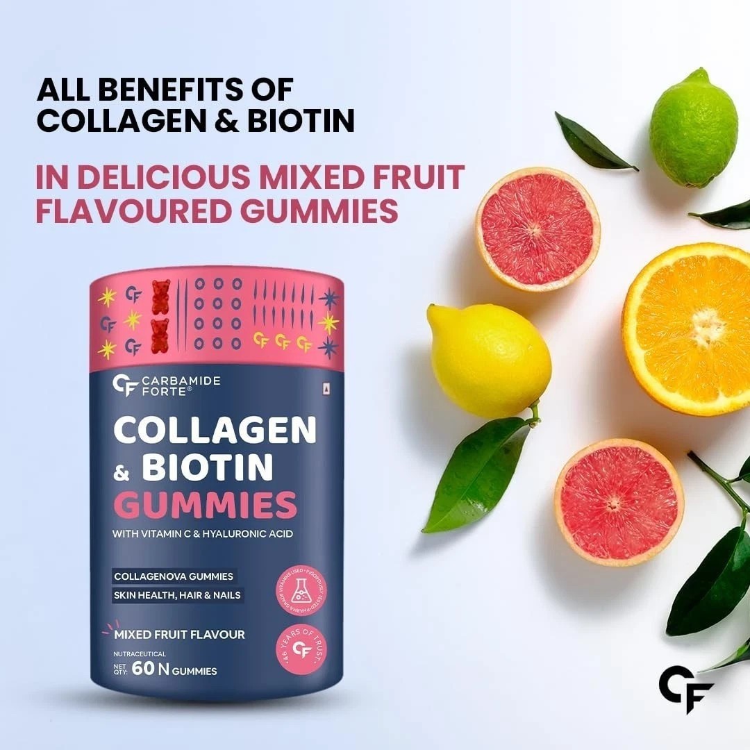 Carbamide Forte Collagen Supplements for Women Hair Growth Mixed Fruit Flavour
