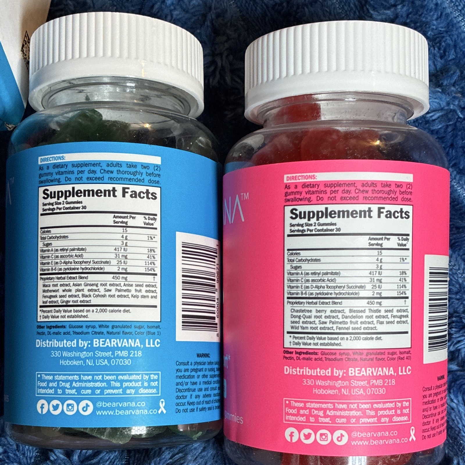 Bearvana Gummies Bundle 2 Pack Berry Top Support + Peach Gains 60 Ct
