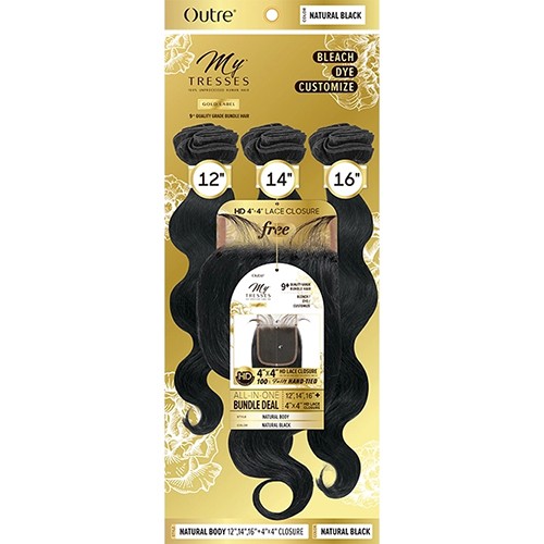 100% Human hair Mytresses Gold Label Natural Body Closure