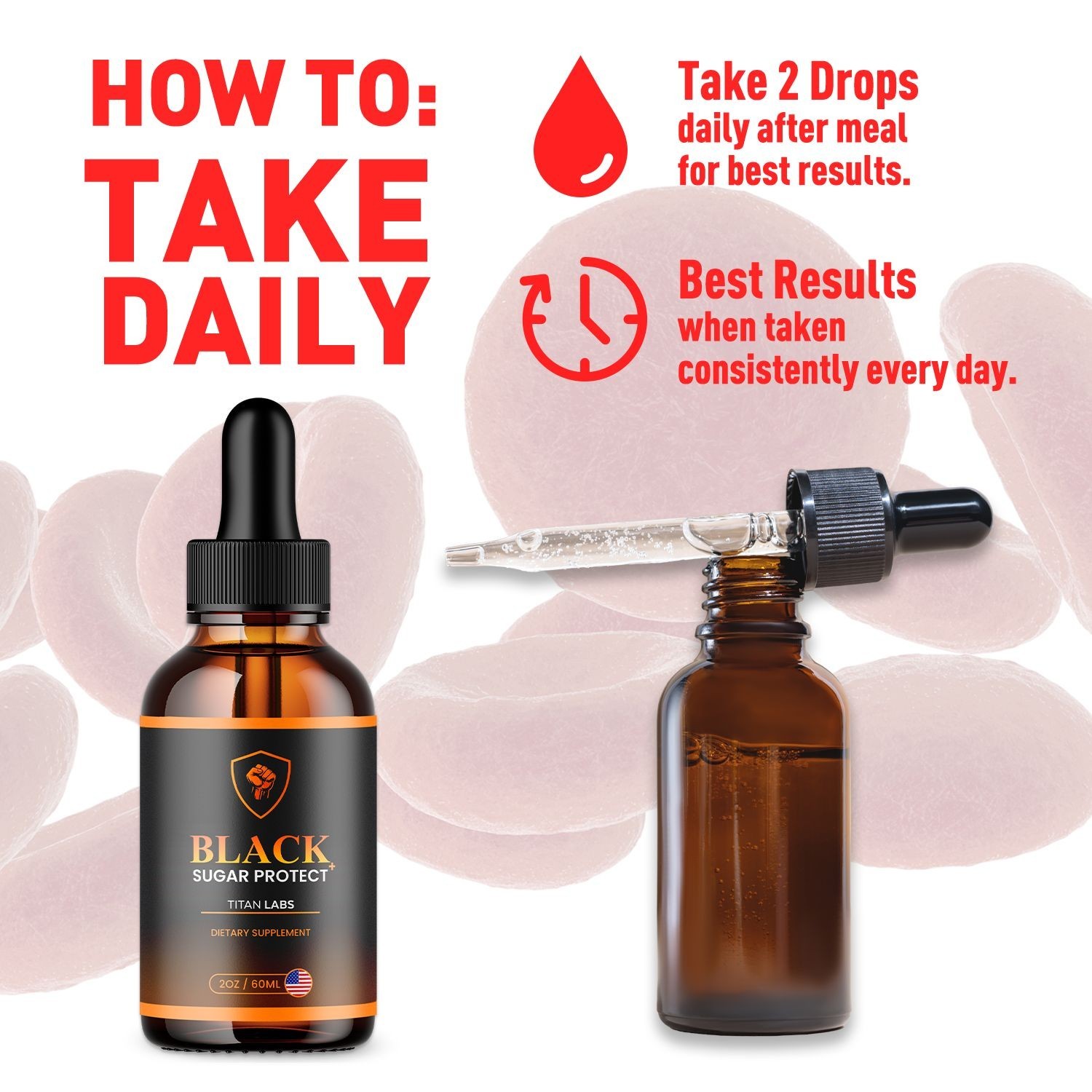 (5 Pack) Black Sugar Protect Drops Advanced Blood Support Supplement 150 Serving