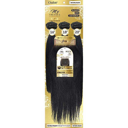100% Human hair Mytresses Gold Label Natural Straight Closure