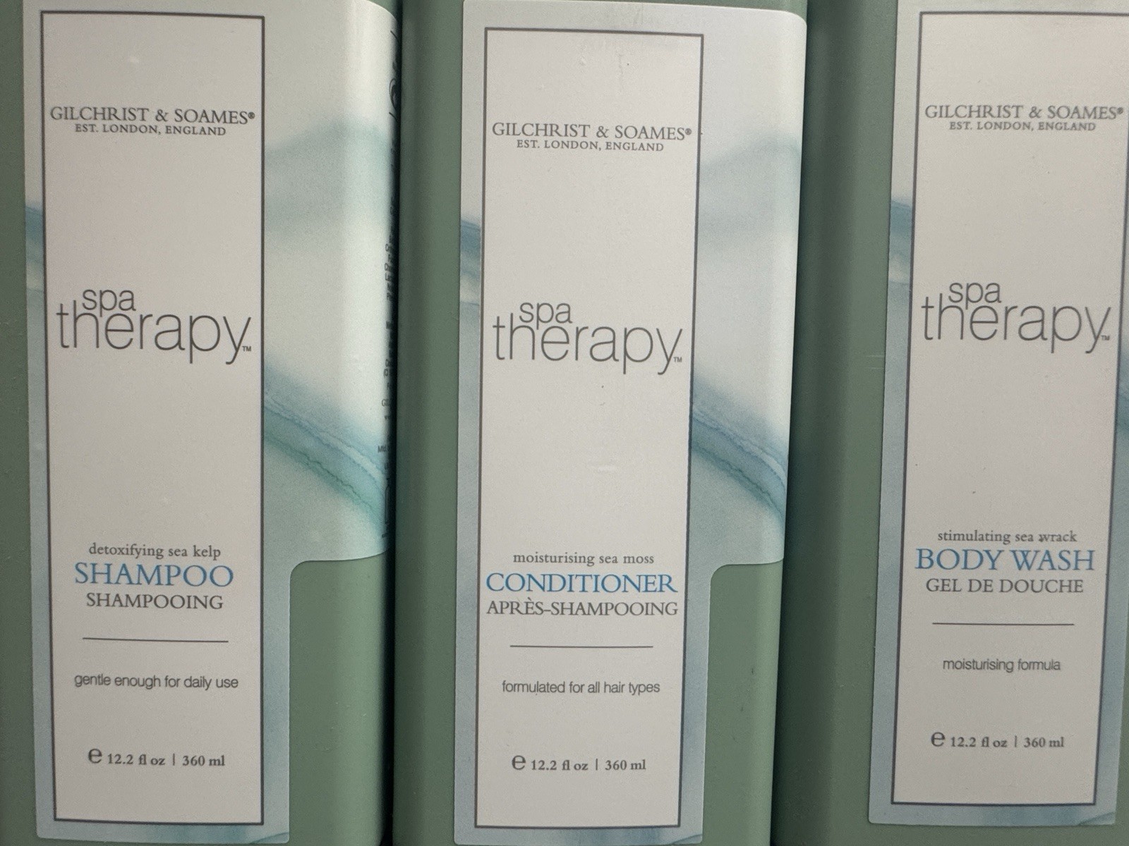 3 PACK Spa Therapy Collection Shampoo, Conditioner, Body Wash 12.2oz Sea Ocean