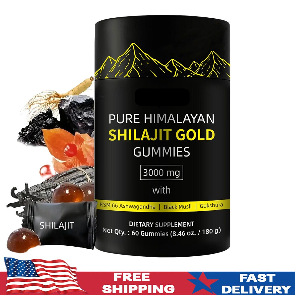 Pure Himalayan Shilajit Gold Gummies with Ashwagandha, and Gokshura , 60 Gummies