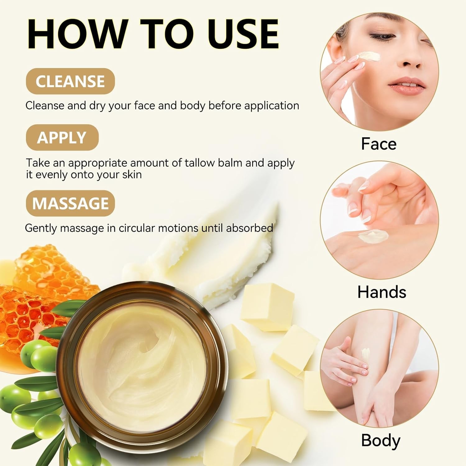 Veakoo Beef Tallow for Skin, Organic Whipped Tallow and Honey Balm, Grass Fed…