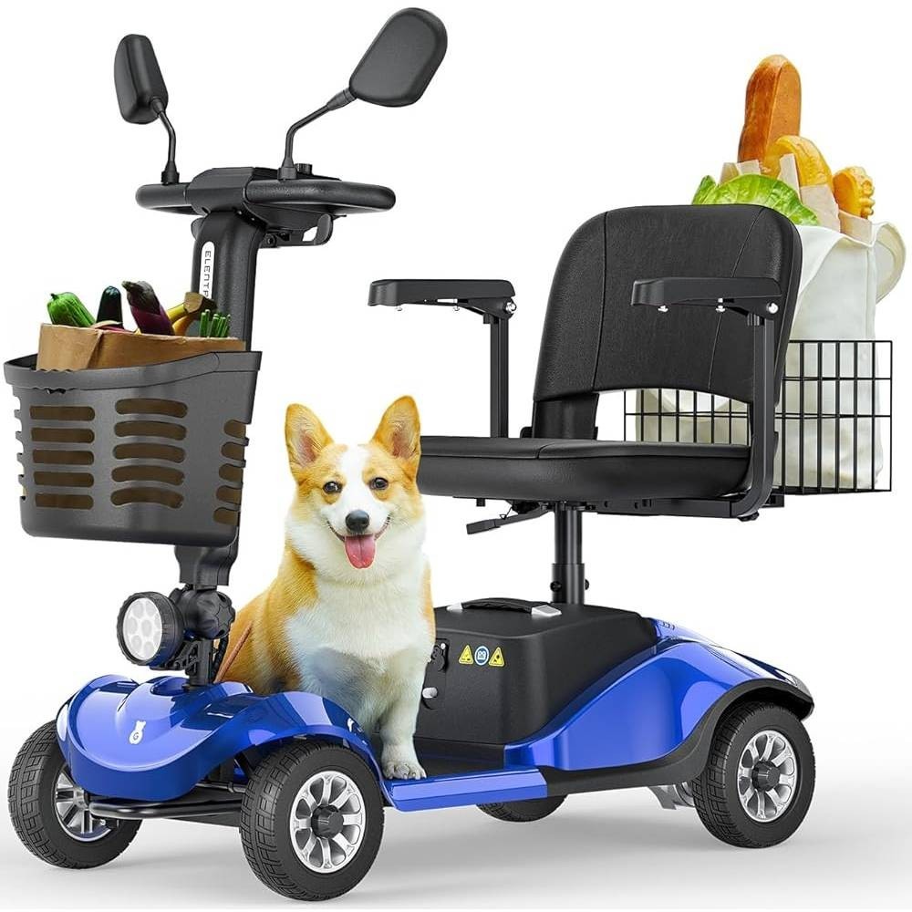 PAISEEC 4 Wheels Mobility Scooter Electric Big Space Overweight Adult RearMirror