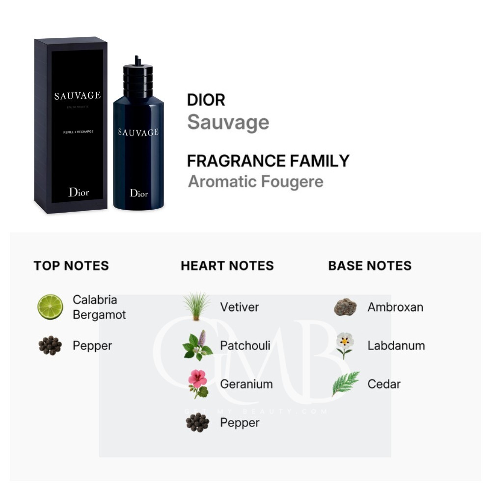 Sauvage by Dior Eau de Toilette Refill 10.0 oz 300 ml Cologne Fragrances for Men