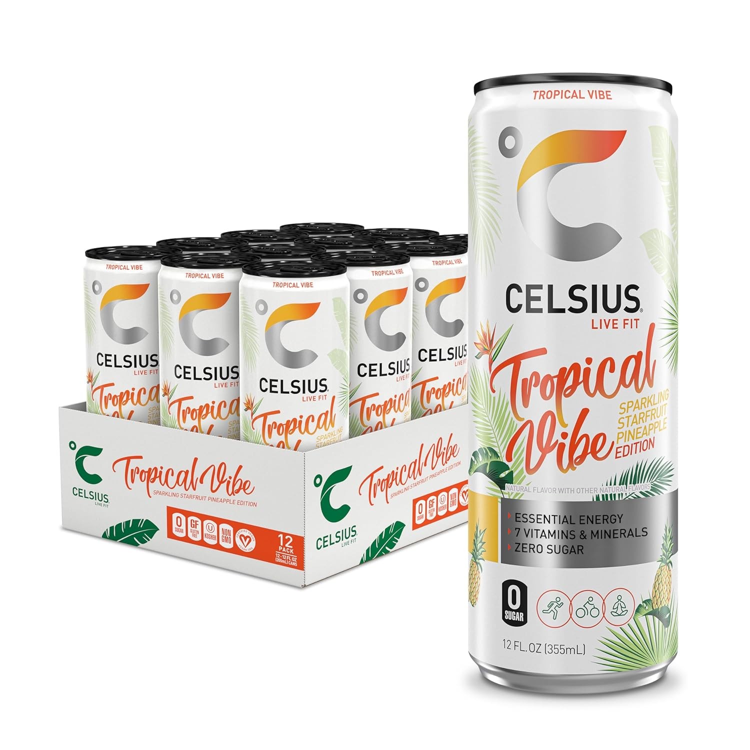 CELSIUS Sparkling, Sugar Free Energy Drink, 12 Fl Oz (Pack of 12)