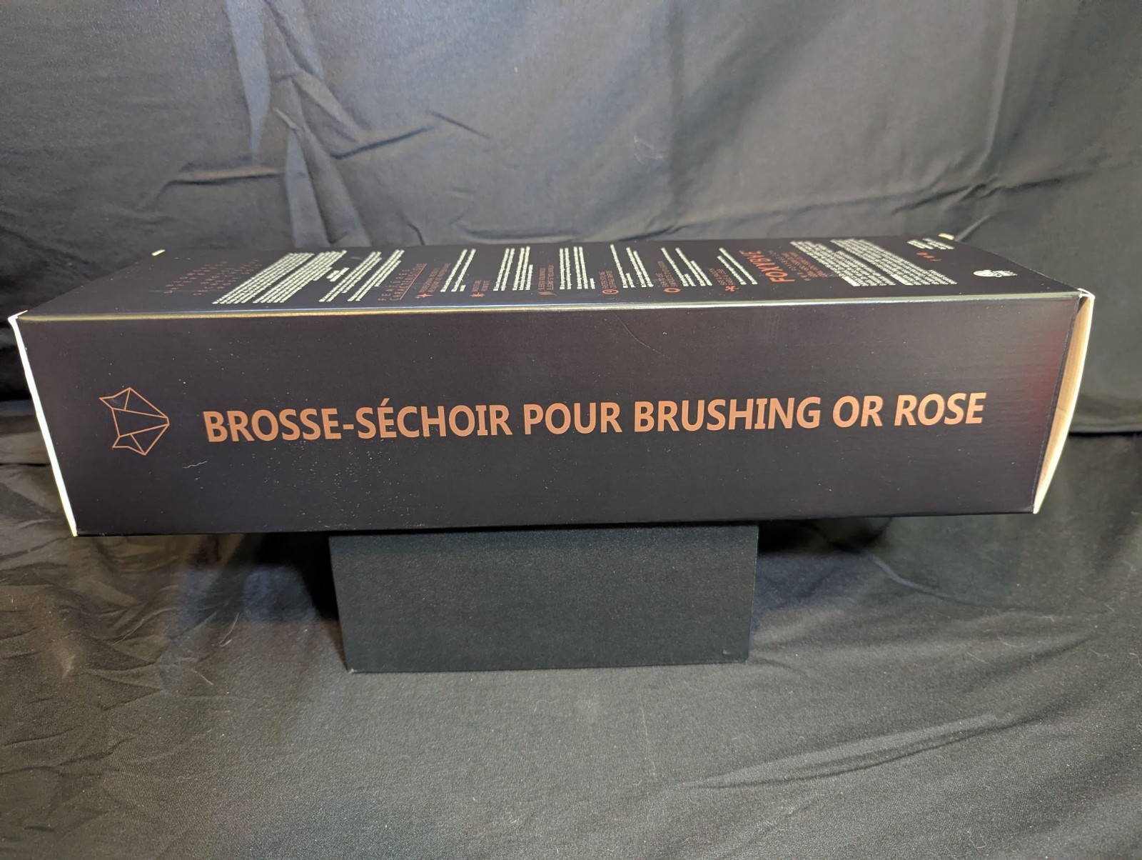 FoxyBae Rose Gold Blowout Dryer Brush 3in 950W 385°F 3 Heat/Speed Black