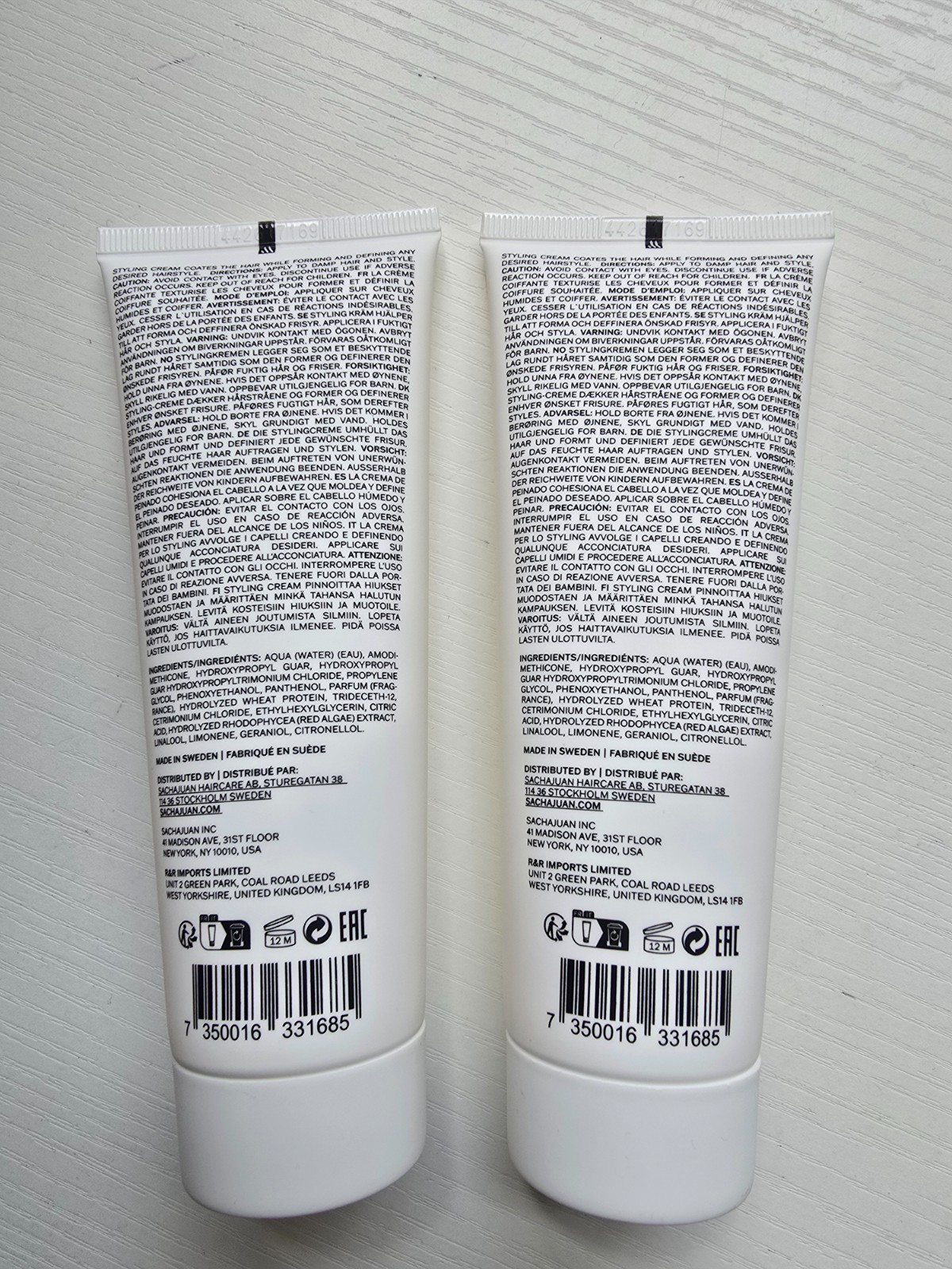 SACHAJUAN Hair Styling Cream 4.2 oz 125 ML 2TWO FULL Size Tubes Heat Protectant