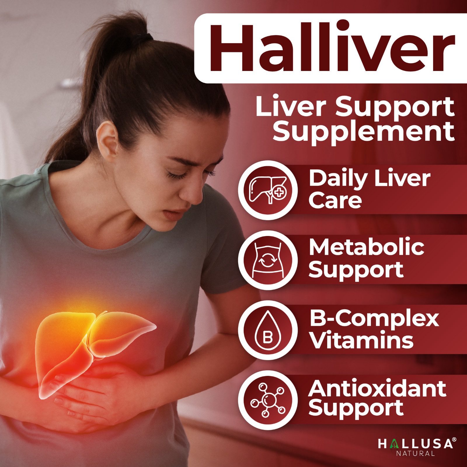 HALLVIER – Liver Cleanse Detox – Support Supplement with Milk Thistle – 60 Cap