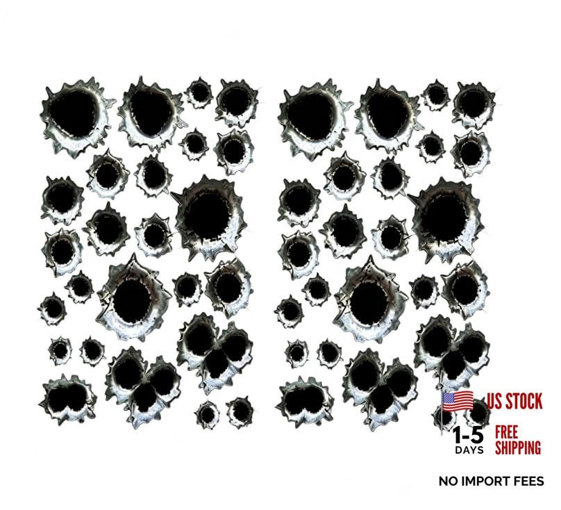 2Pcs 3D Bullet Hole Car Stickers, Simulation Stereoscopic Fake Gun Bullet