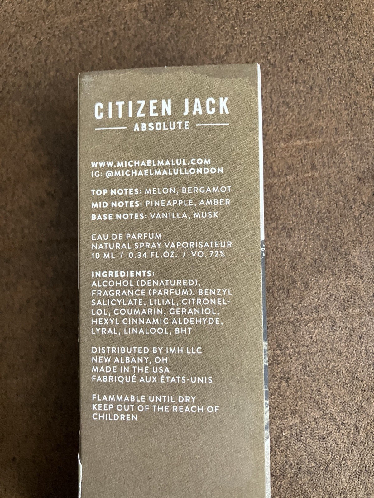 Michael Malul London Citizen Jack Absolute Eau de Parfum Spray Travel 0.34 oz