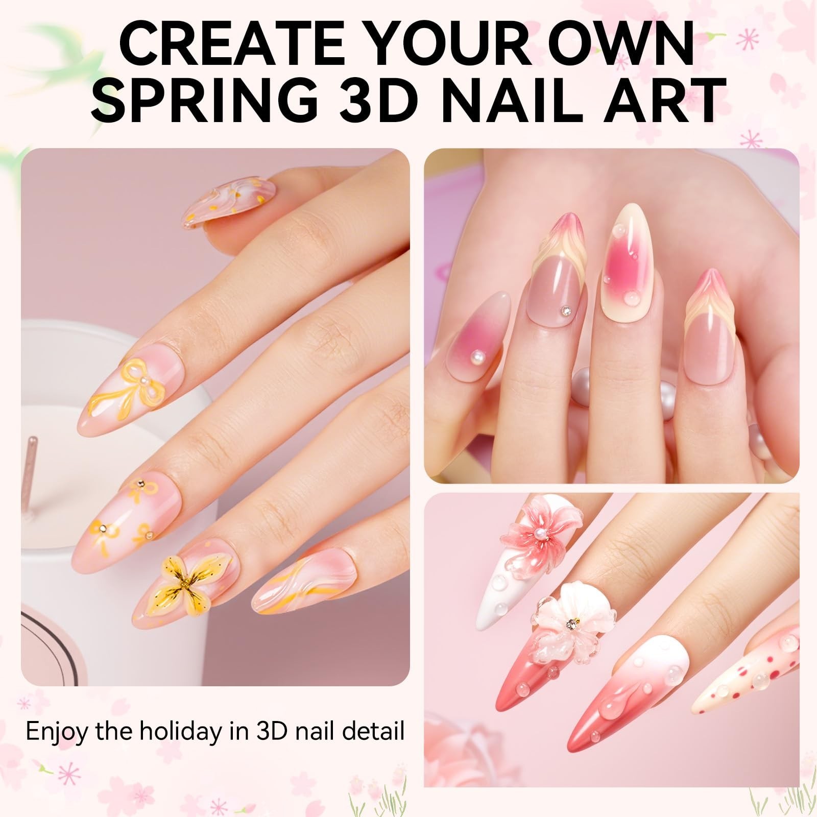 3D Gel Nail Art Kit – 2 Pcs 15g No Wipe Molding Gel for DIY Nail Decoration