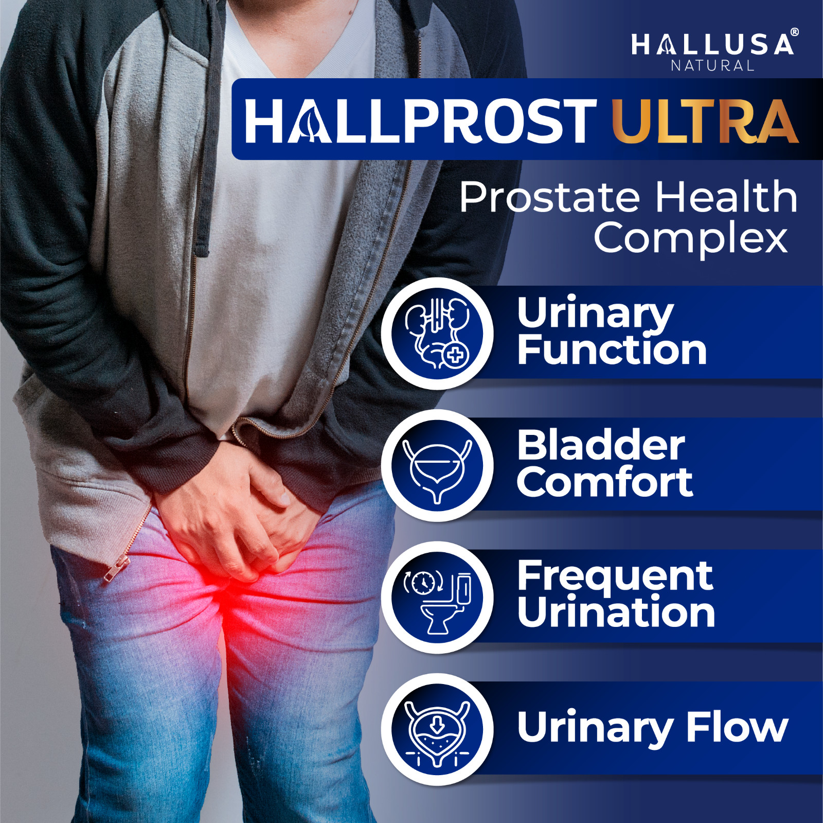 HALLPROST ULTRA – Inflamed Prostate, Urinary Support, Prostatitis – 120 Capsules