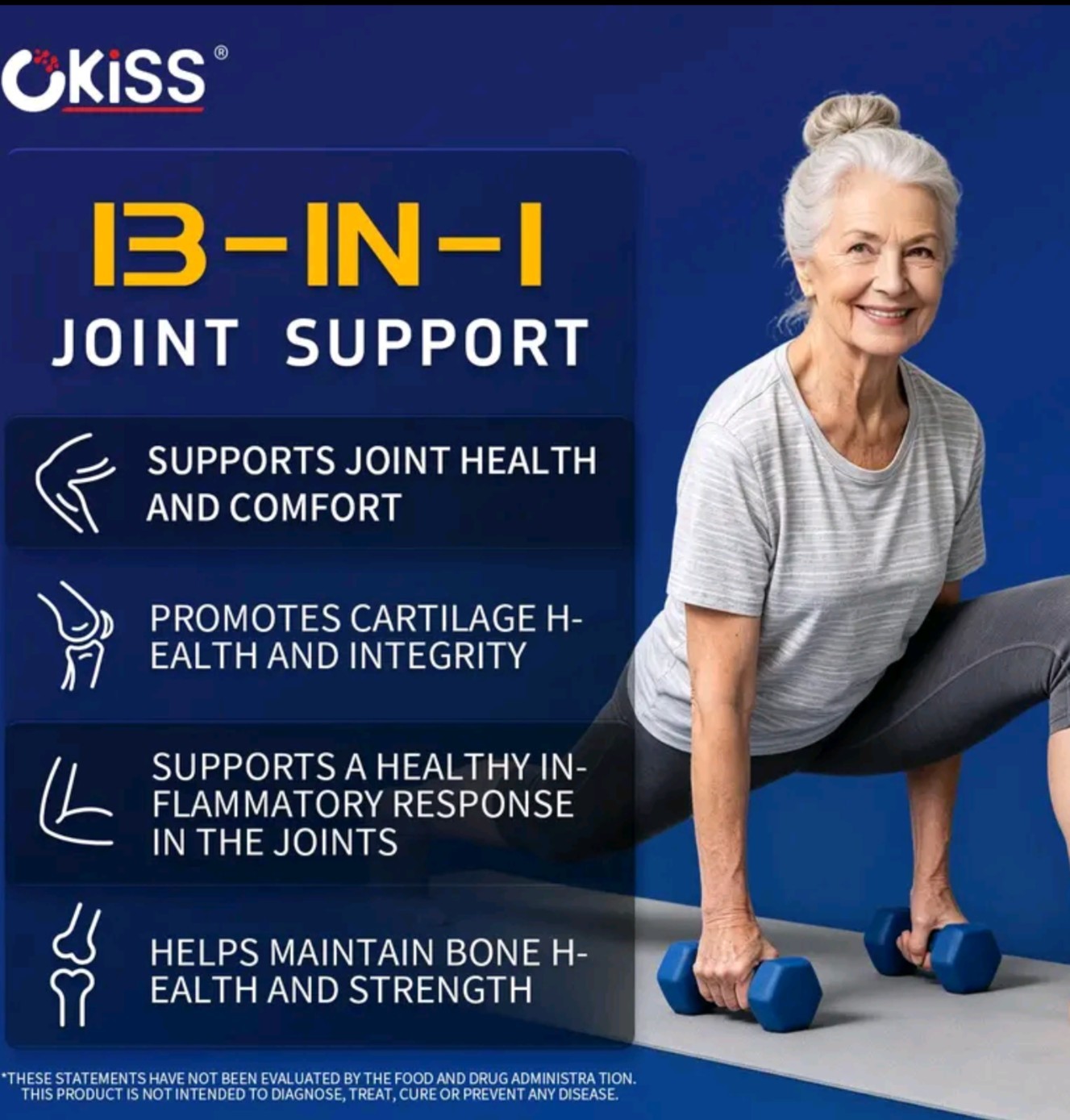Okiss Glucosamine Chondroitin MSM 2077mg 12-in-1 Joint Support 90 Capsules New