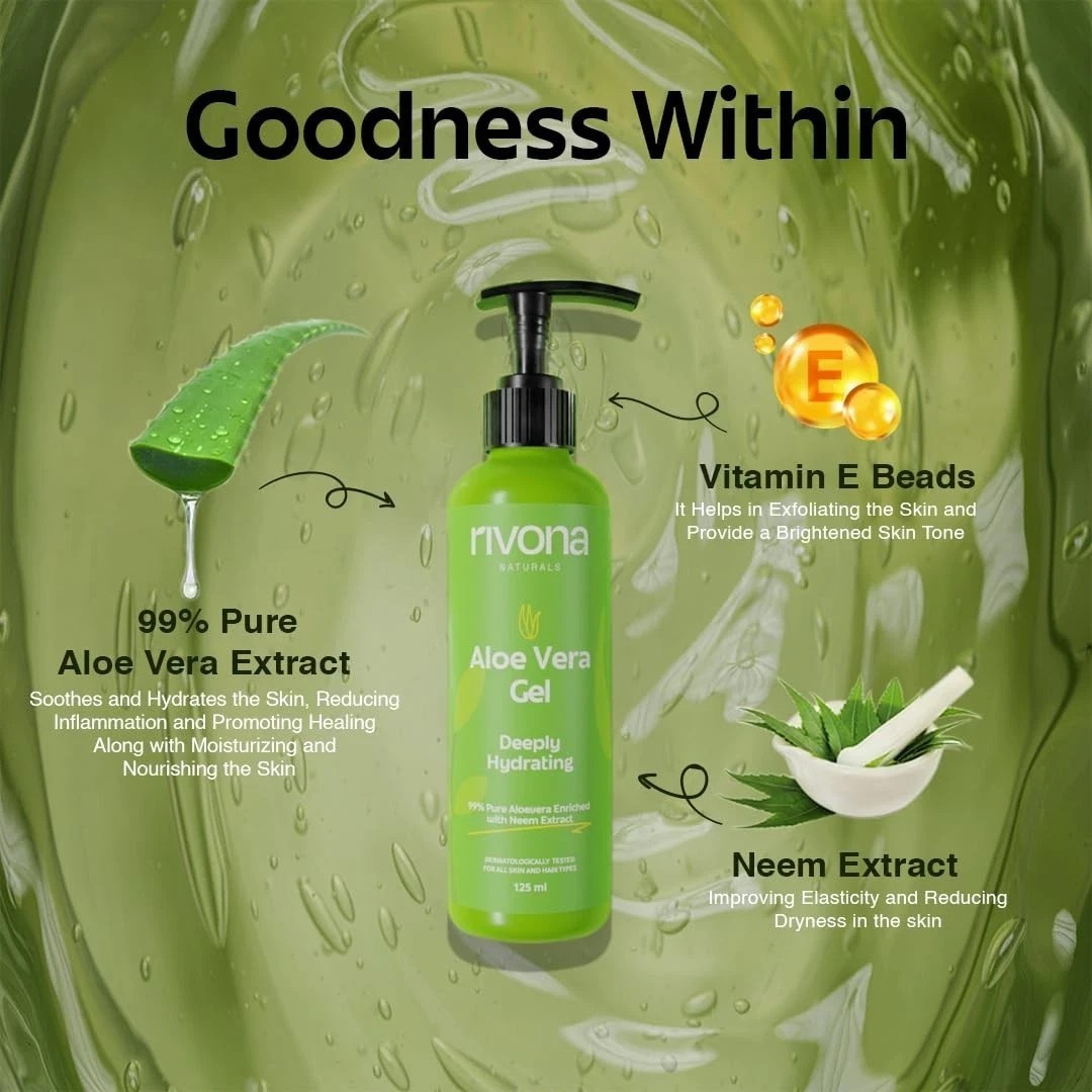 Rivona Naturals Aloe Vera Gel For Skin And Hair 125ml Each Set Of 2