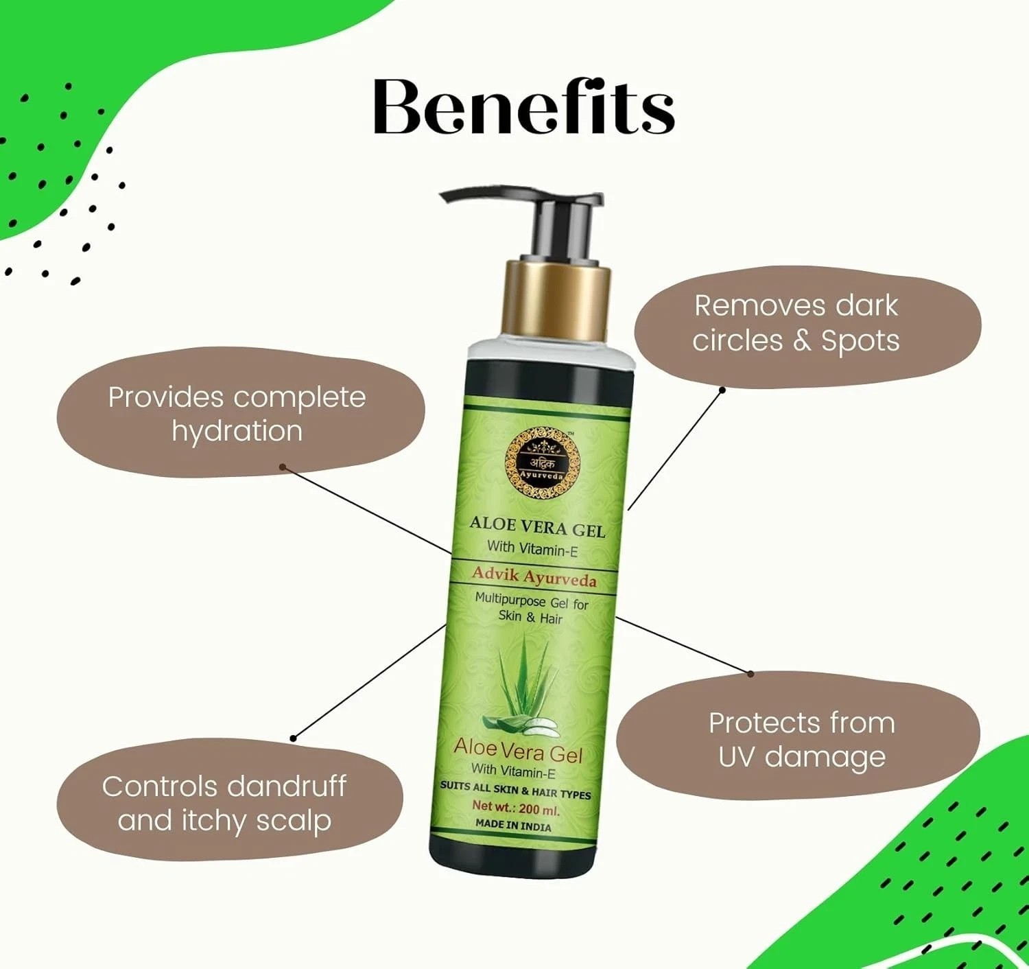 Advik Ayurveda Aloe Vera Gel For All Skin And Hair Types 200ml