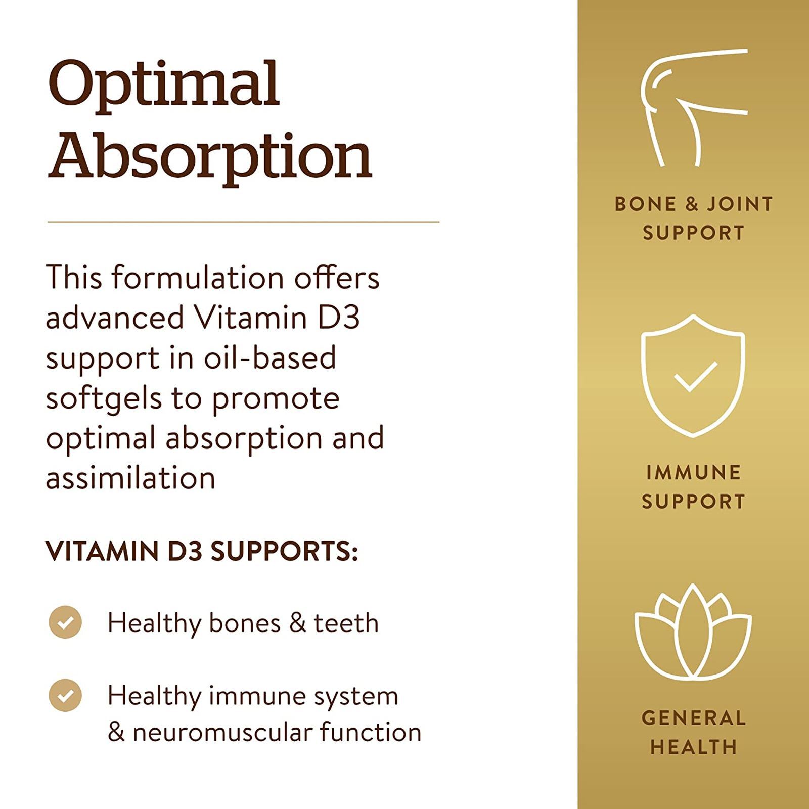 Solgar Vitamin D3 Cholecalciferol 25 mcg 1000 IU 250 Softgels