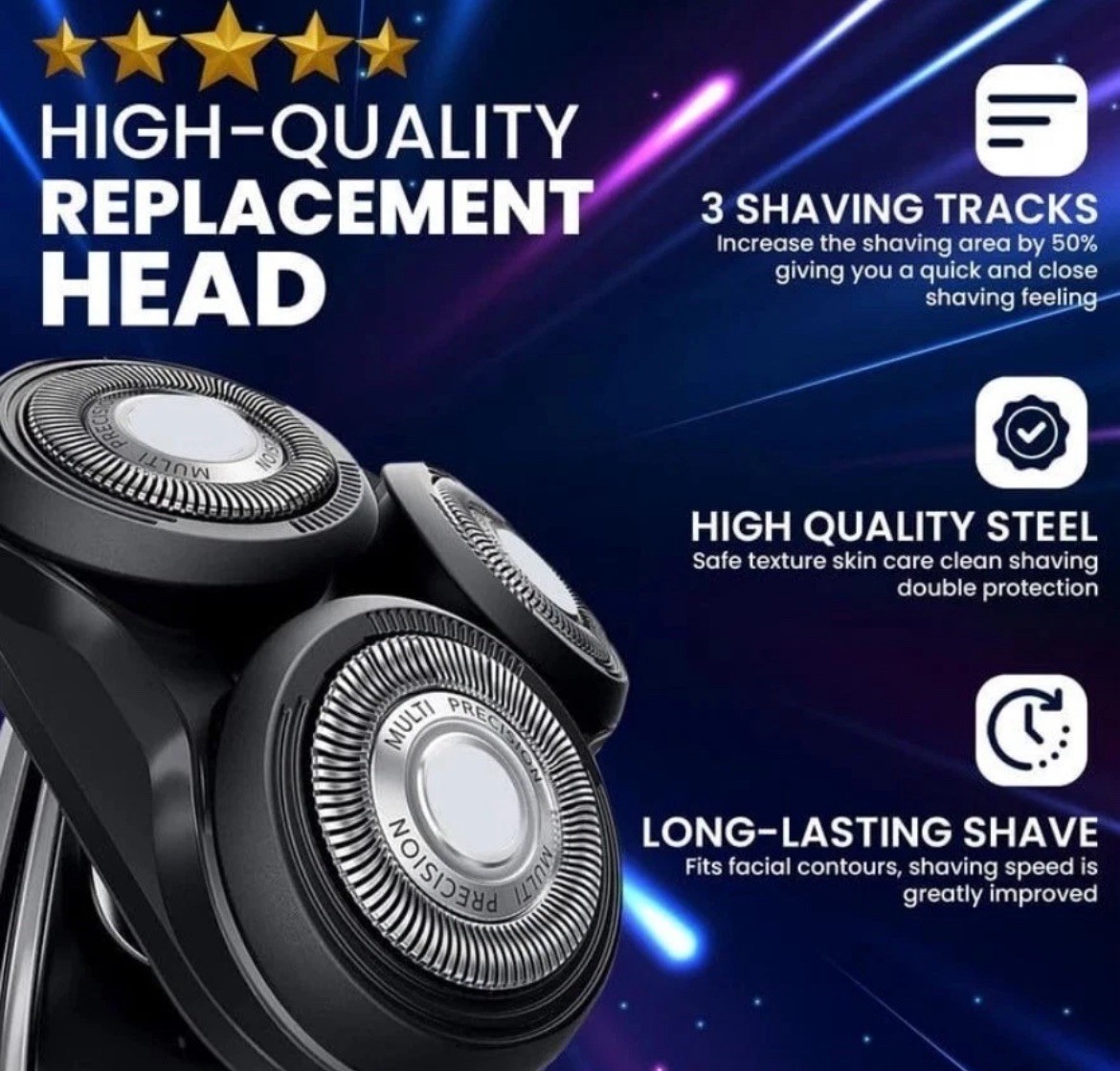 Replacement Complete Head Assembly for Philips Norelco Series 5000 Shavers SH50