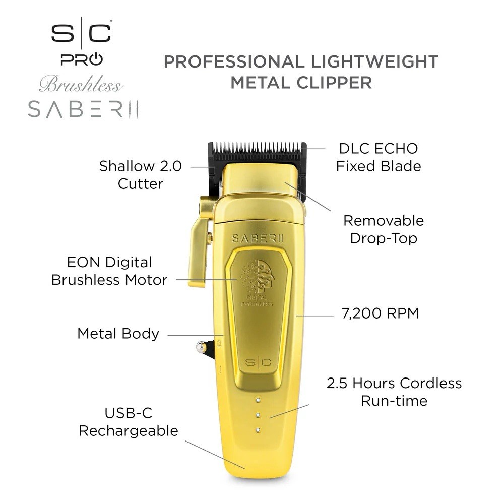Stylecraft Professional Saber 2 Gold Cordless Clipper