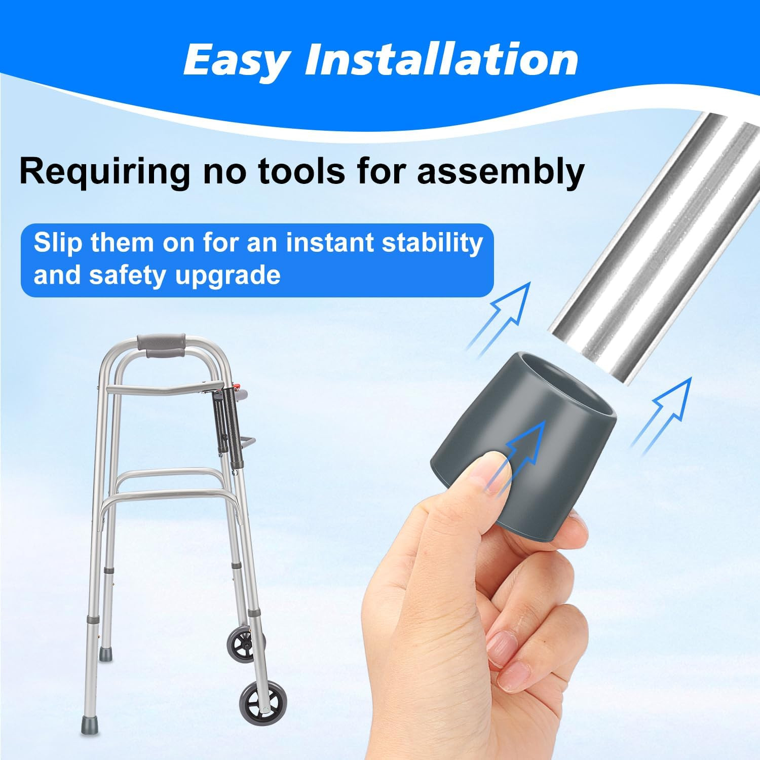 Rubber Walker Tips – Walker Feet Replacement – Walker Leg Caps – Heavy Duty Acce