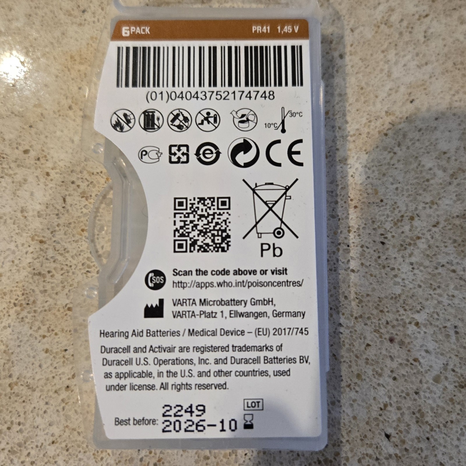 Qty 45 Duracell Activair Hearing Aid Batteries Size 312 Best By 10/26