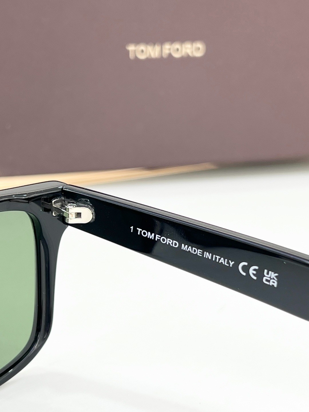 Tom Ford TF999 Gloss Black 58-16-145 Dark Green Lens Square Sunglasses New