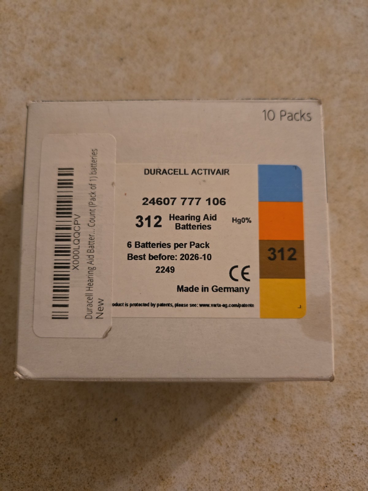 Qty 45 Duracell Activair Hearing Aid Batteries Size 312 Best By 10/26