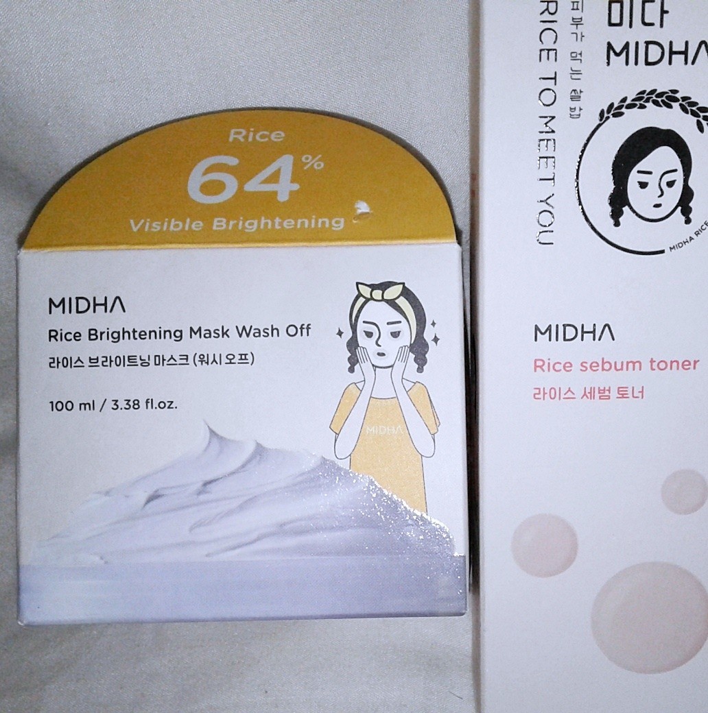 Korean K-Beauty Lot Midha Rice Brightening Mask Sebum Toner Facial Oil Full Size