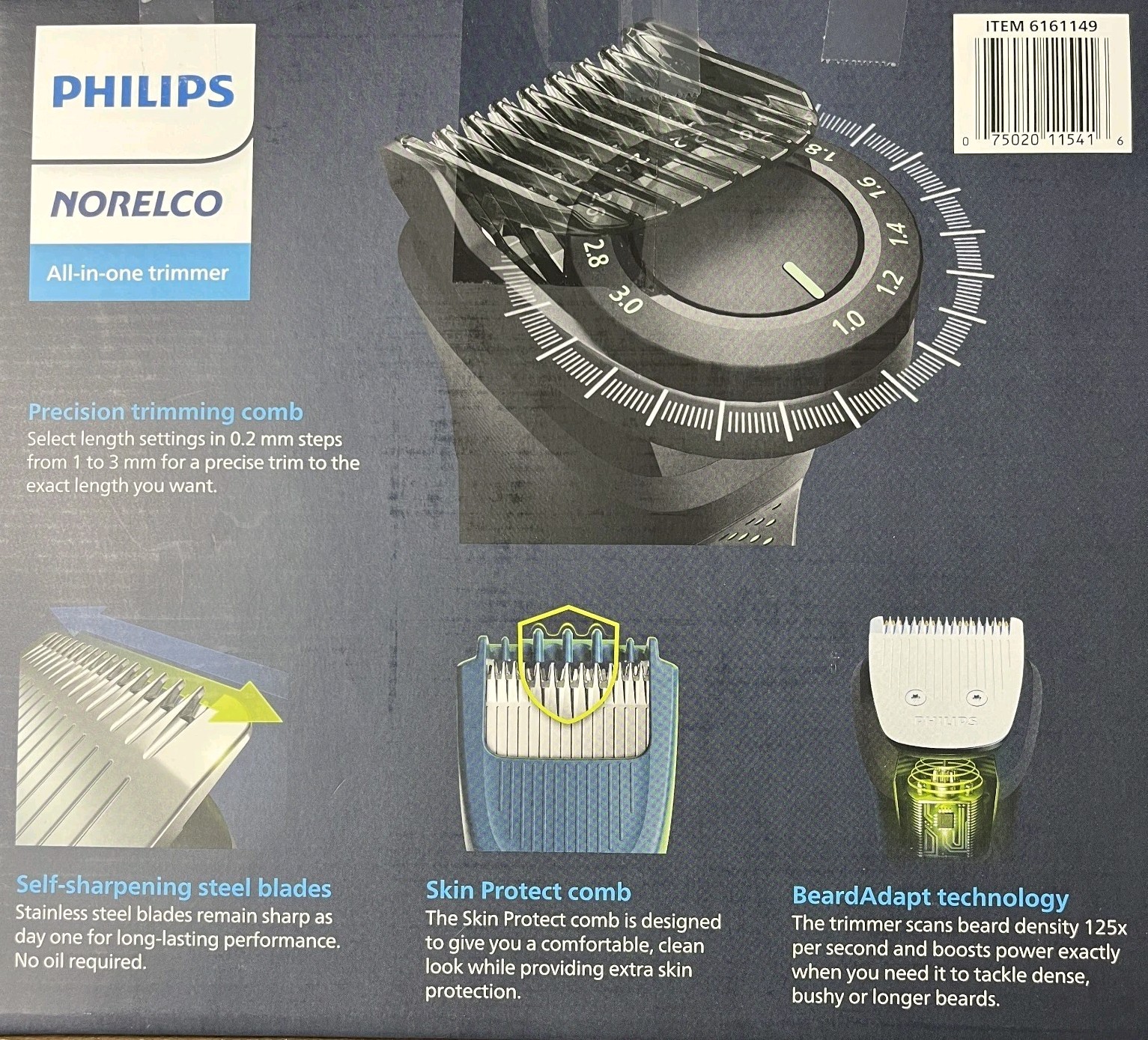 Philips Norelco Multigroom 9000 All-in-One Trimmer Head Face Body 27 Settings