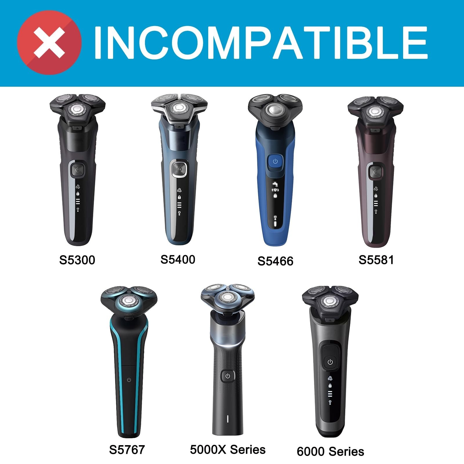 Replacement Shaver Heads for Philips Norelco 5000 Series – 6-Pack Electric Blade