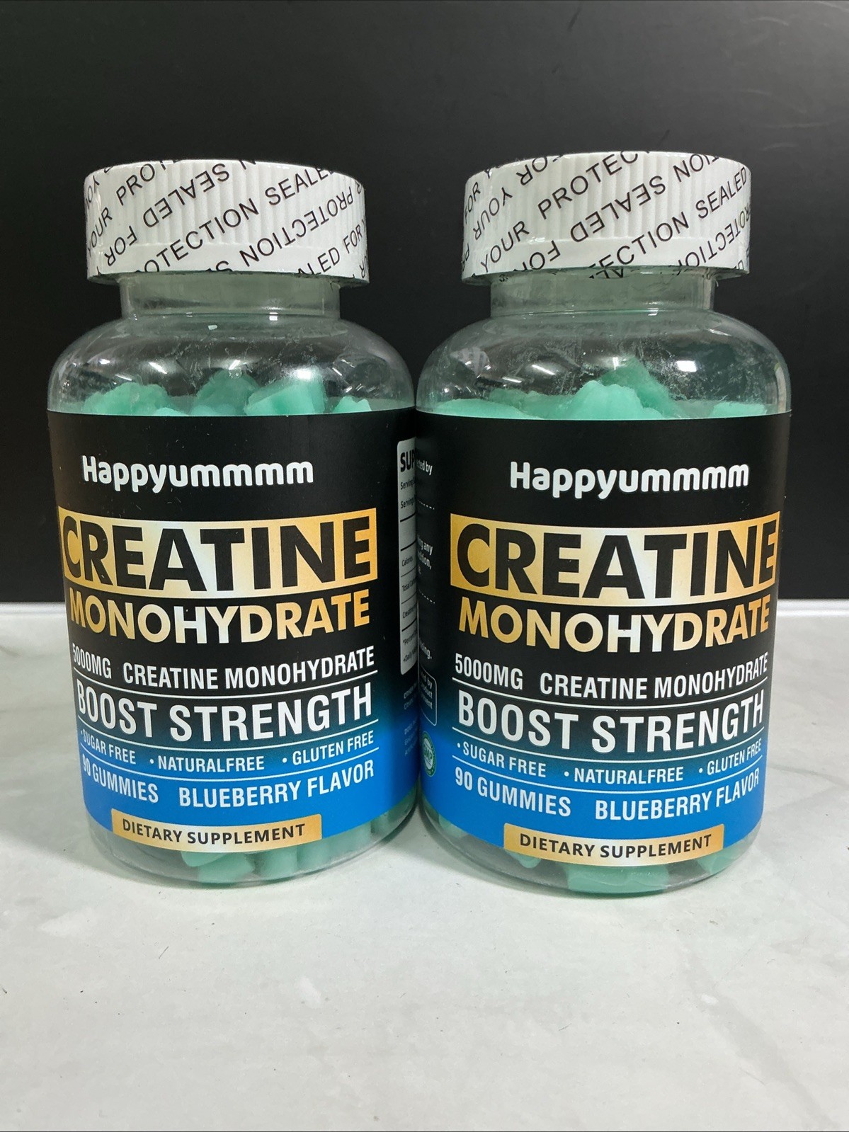 Creatine Monohydrate Gummies (2 PACK) 90ct Blueberry 5000mg Per Serving