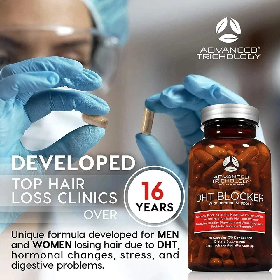 Advanced Trichology DHT Blocker – Hair Growth Supplement – 120 Capsules 3 pack