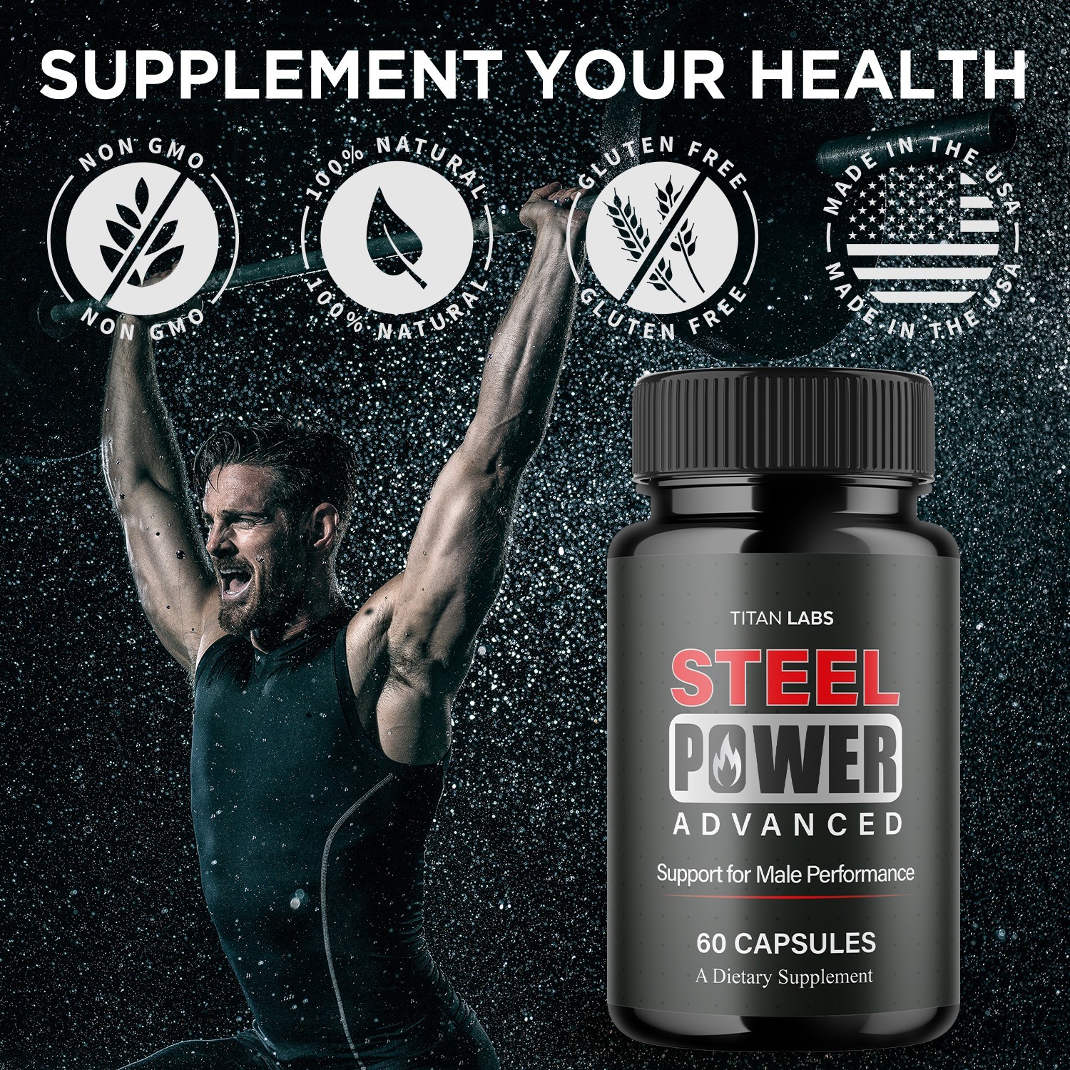 (1 Pack) Steel Power Advanced Male Health Support Supplement SteelPower 60 Caps