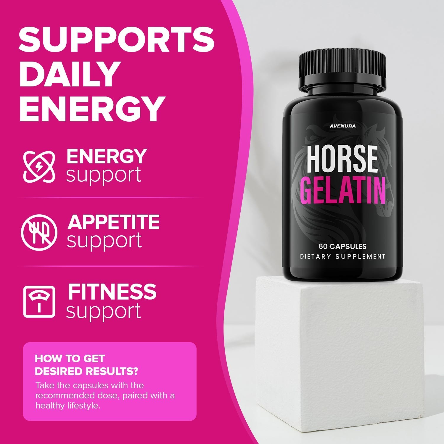 (1 Pack) Horse Gelatin Capsules – HorseGelatin Pills Advanced Formula Supplement