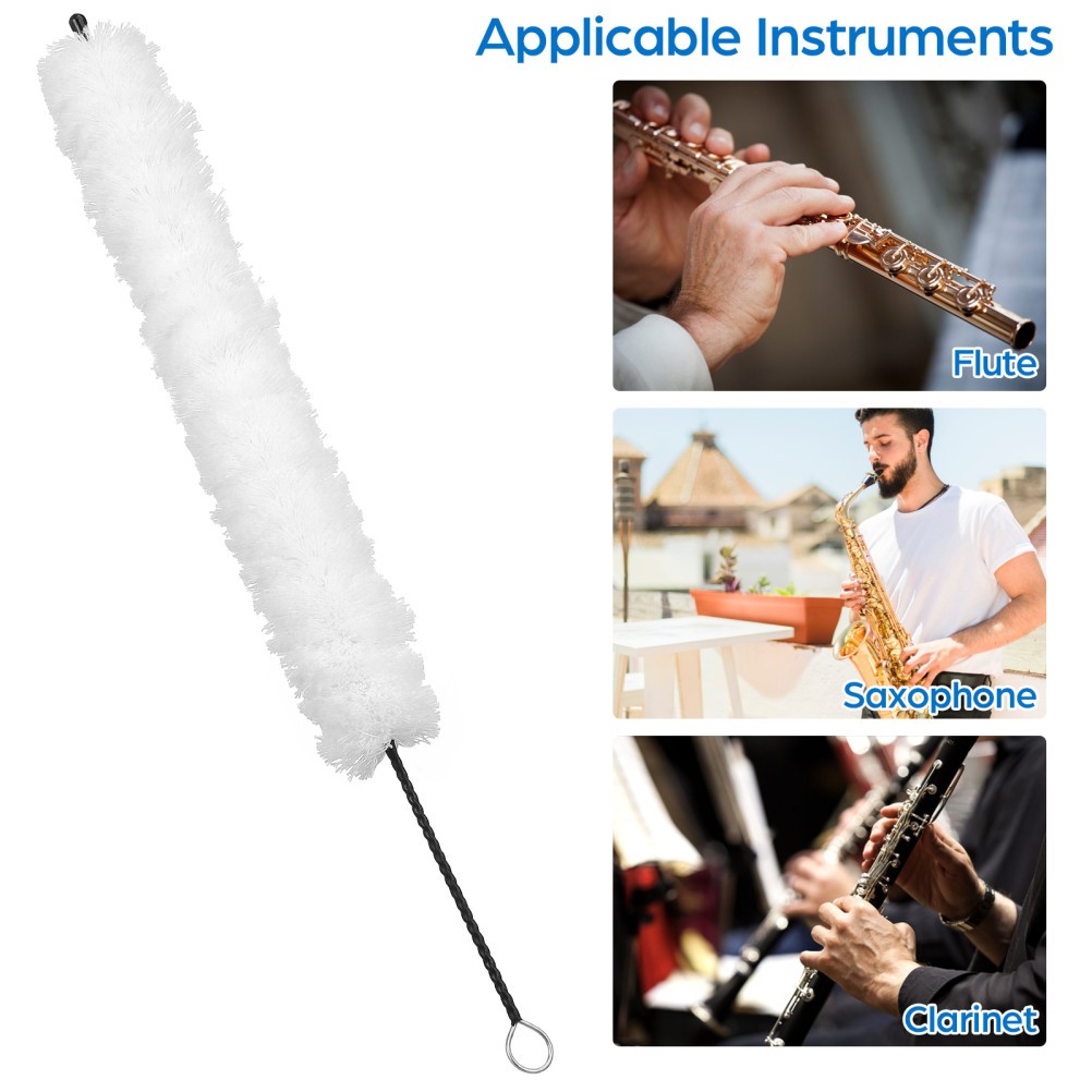 Flute Cleaning Swab Cleaner Kit Brushes for Musical Instruments Cloth Stick