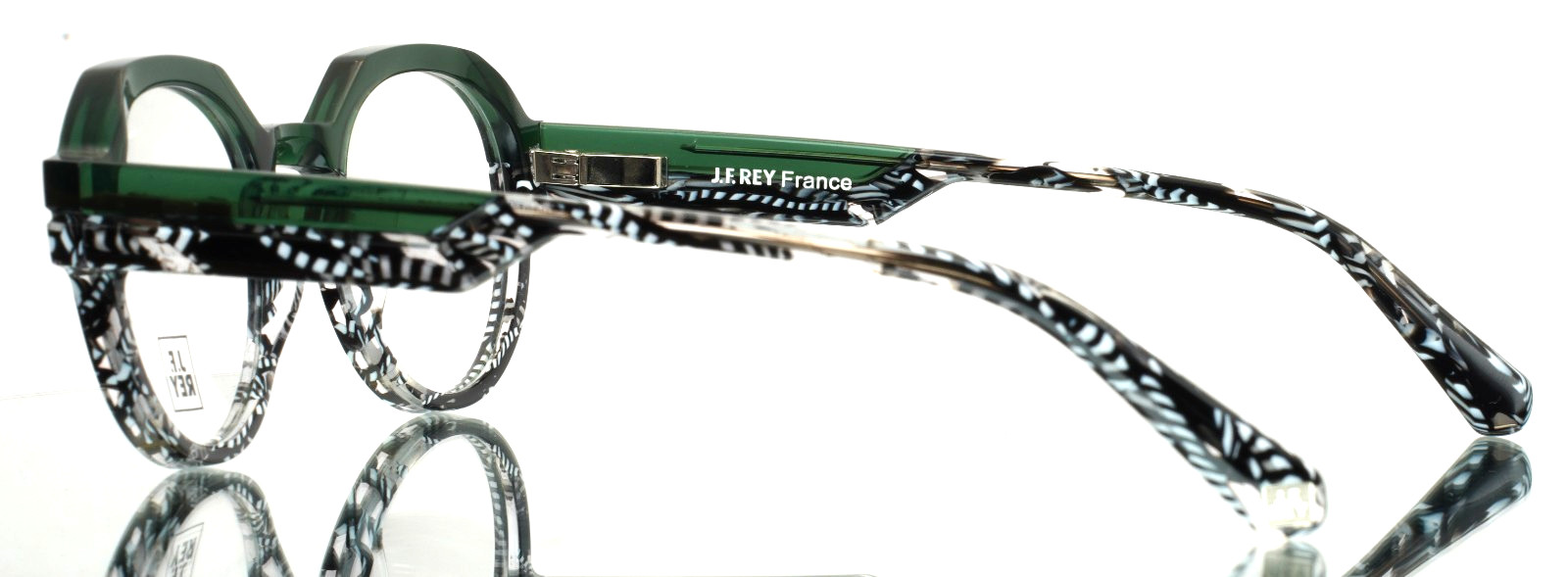 JF REY JF1556 4899 Green Black White Womens Round Full Rim Eyeglasses 48-21-145