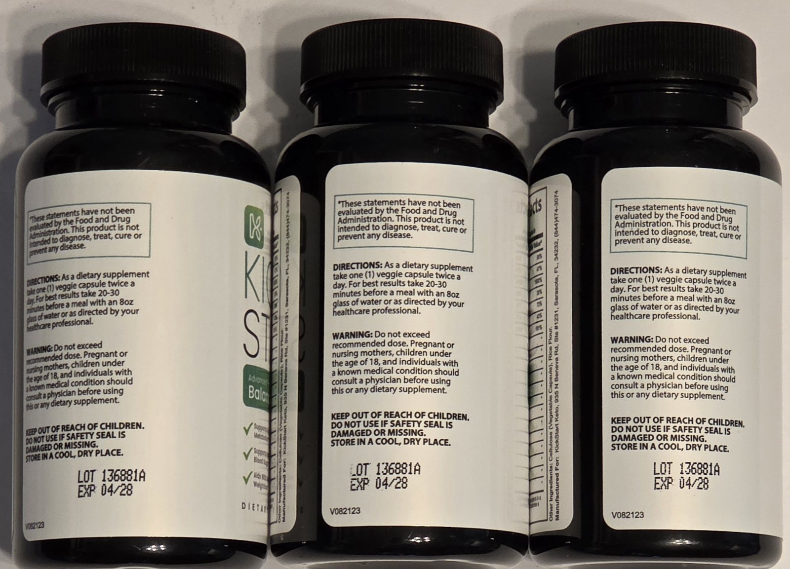 3 Pack – Kick Start Kickstart Balanced Sugar Supplement 90 Capsules Total 04/28