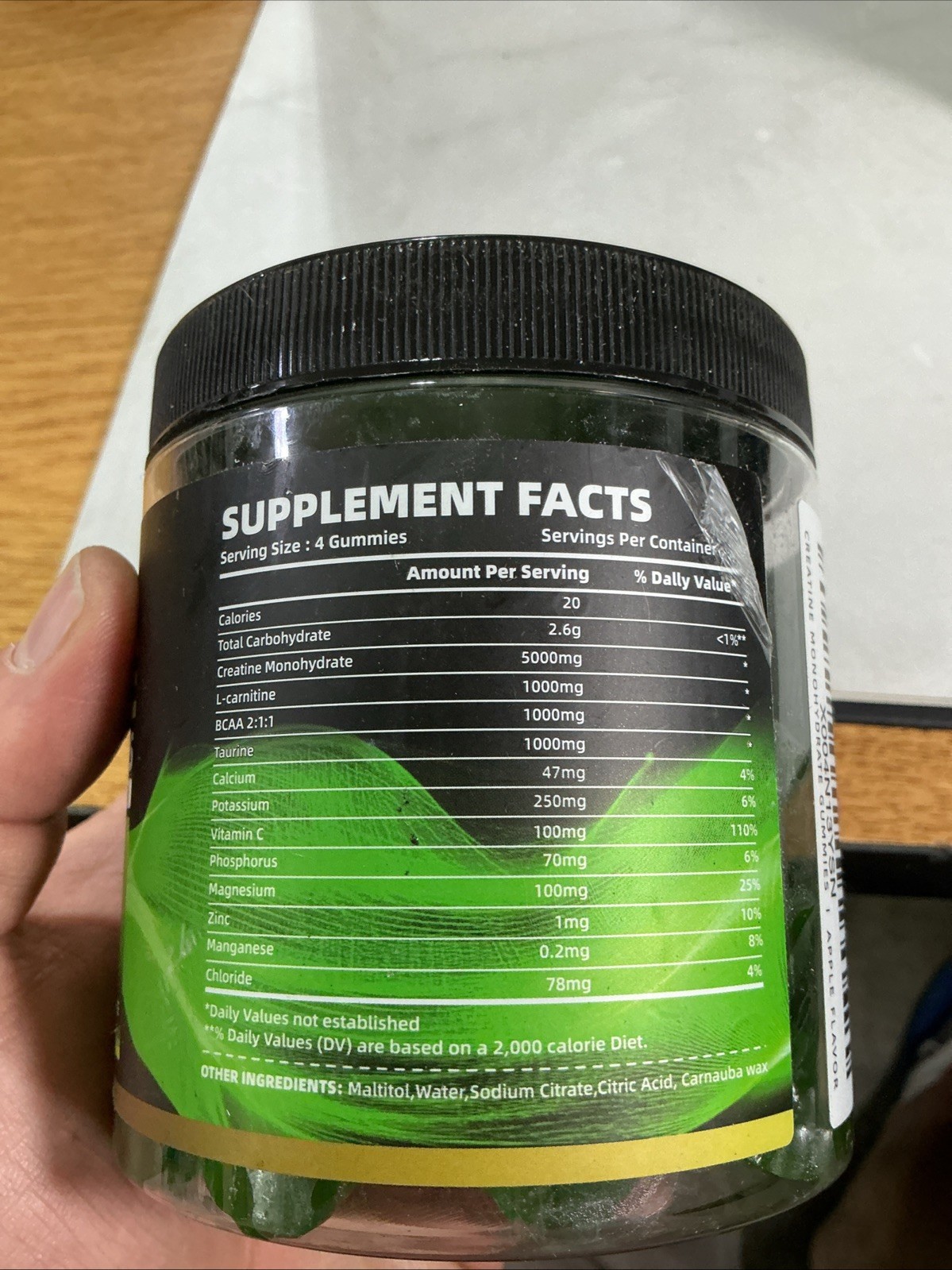 Creatine Monohydrate Gummies (2 PACK) 120ct Apple 5000mg Per Serving