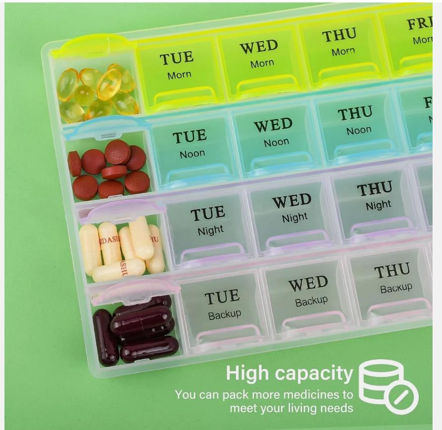 For Vitamins Extra Large Weekly Pill Organizer 2 Times A Day Medicine Cases Boxs