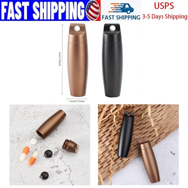 Aluminum Waterproof Pill Container Keychain Portable Travel Medicine Storage Jar