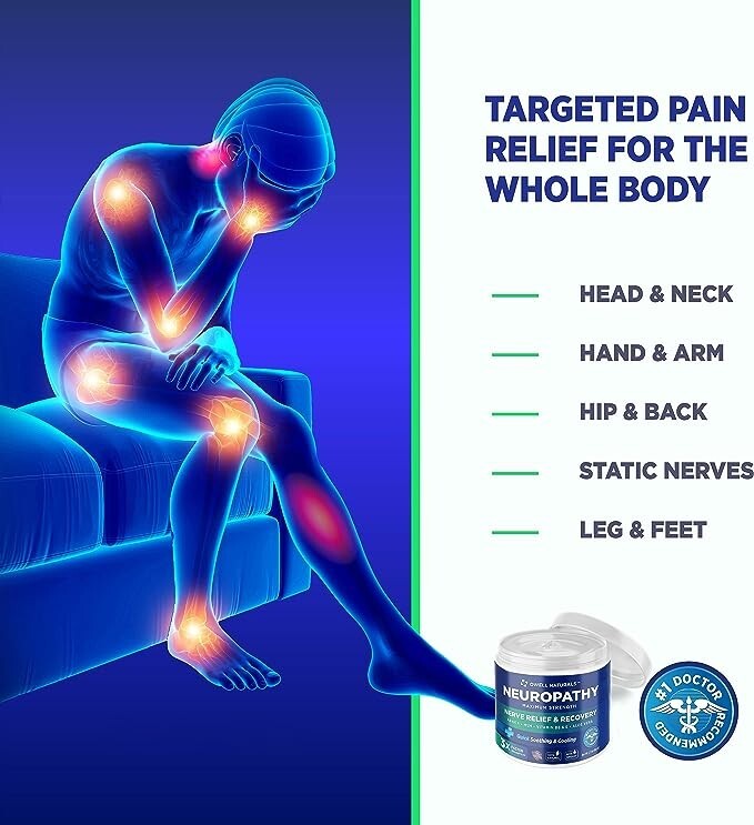 OWELL NATURALS Neuropathy Nerve Pain Relief Cream for Feet, Leg, Max Strenght