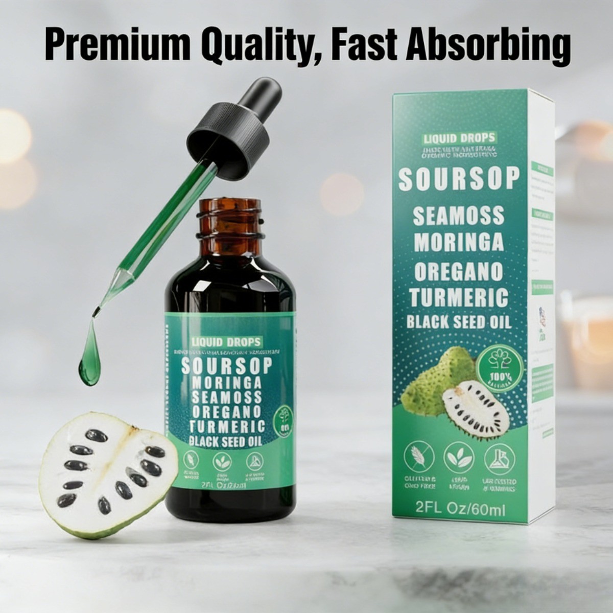 Soursop Pure Liquid Drops – 10-in-1 Herbal Blend for Immune & Wellness Support