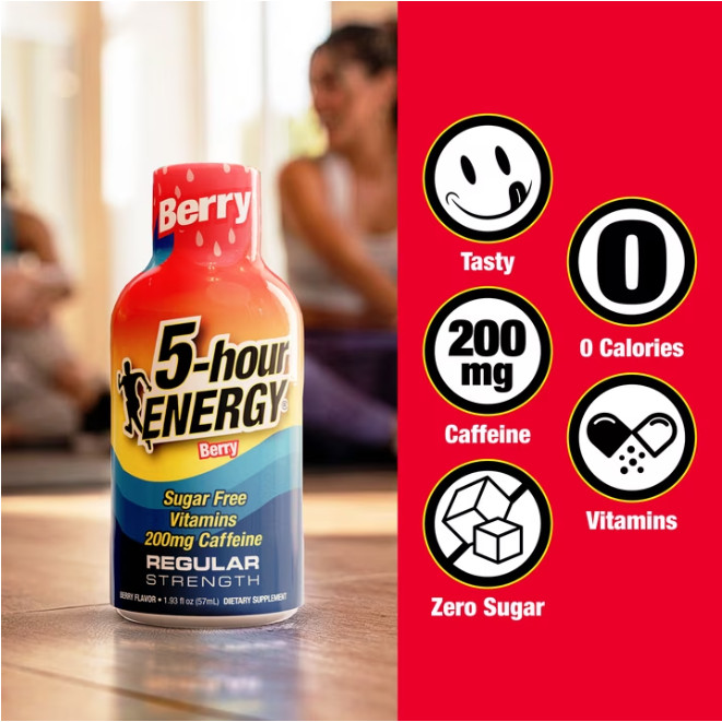 2 Pack 5-hour ENERGY Shot, Regular Strength, Berry, 15 Count