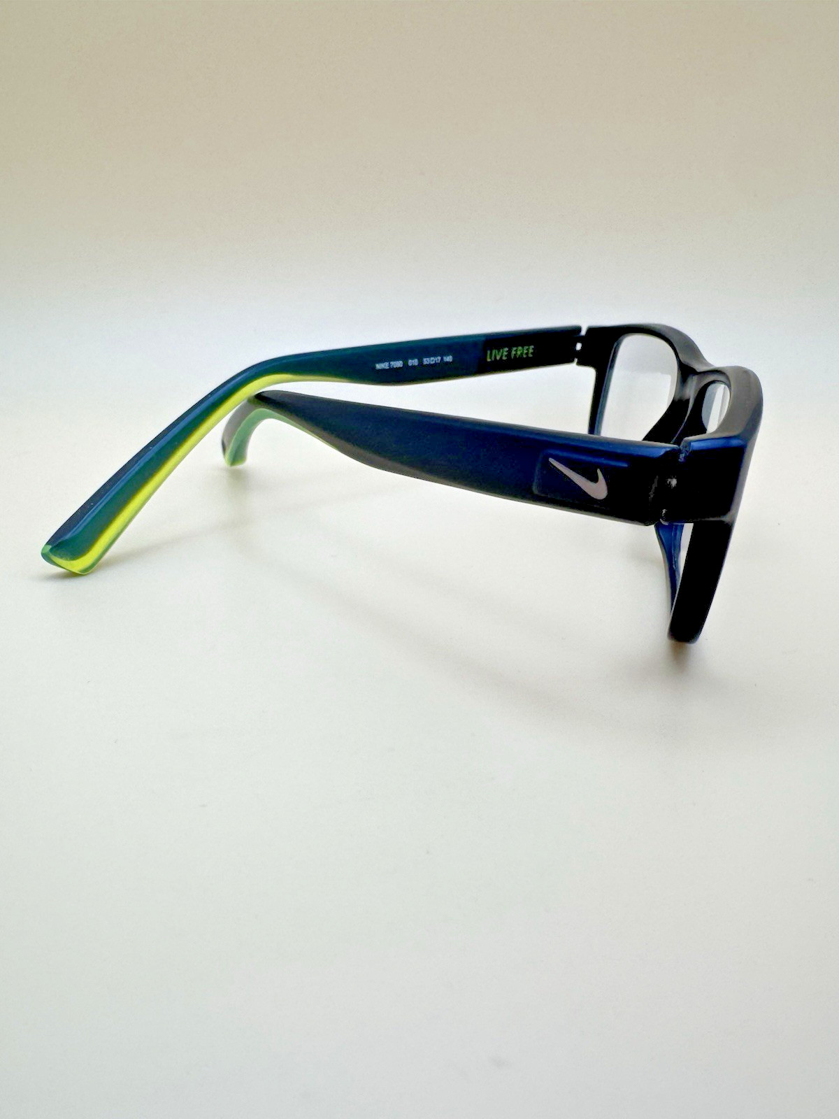 Nike Live Free 7090 010 Matte Black Green Eyeglasses Frames 53-17 140 Men