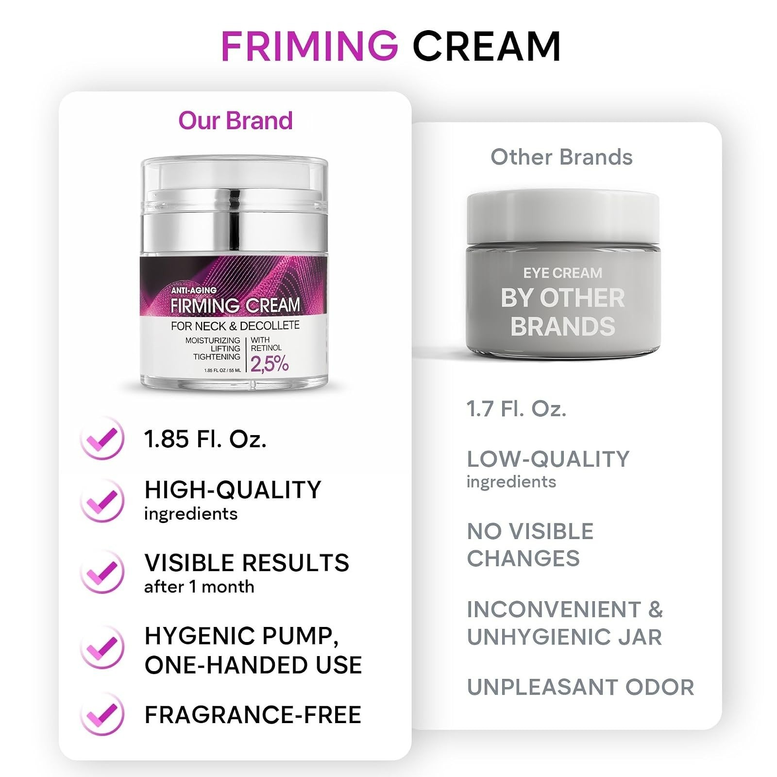 Neck Firming Cream with Retinol, Collagen & Hyaluronic Acid – 1.85 Fl Oz
